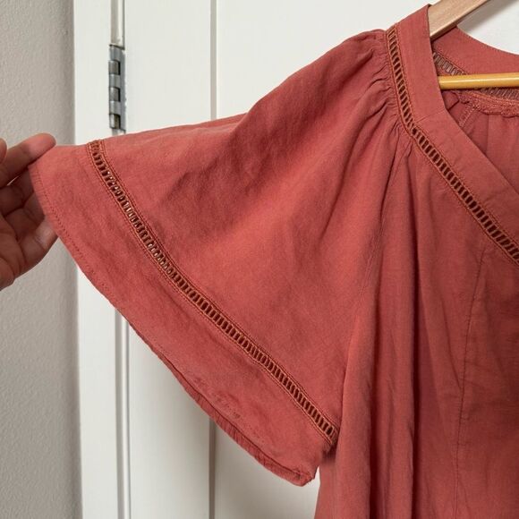 Old Navy Blouse Top Womens Sz XXL Coral Lace Peasant Cottagecore Boho Summer - Picture 3 of 10